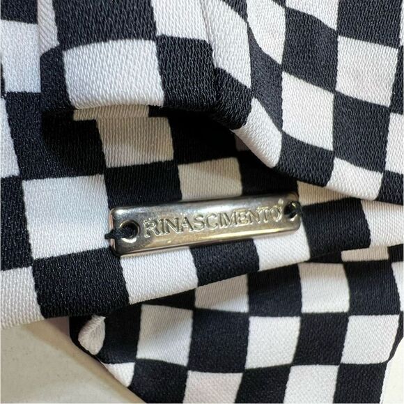 RINASCIMENTO Women’s Dress Checkered made in Italy Black White Sleeveless sz M - Picture 8 of 12